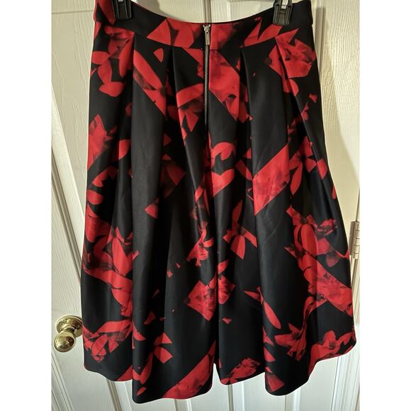 Karl Lagerfeld Paris Multi Color Black And Red Full Skirt Waist Size 28 In - Picture 2 of 6